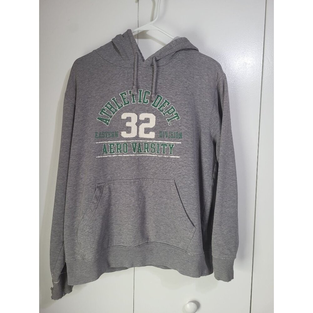 VTG Aeropostale SZ M y2k Grunge Thrashed Hoodie Sweatshirt Pullover Gray *READ - Picture 1 of 11